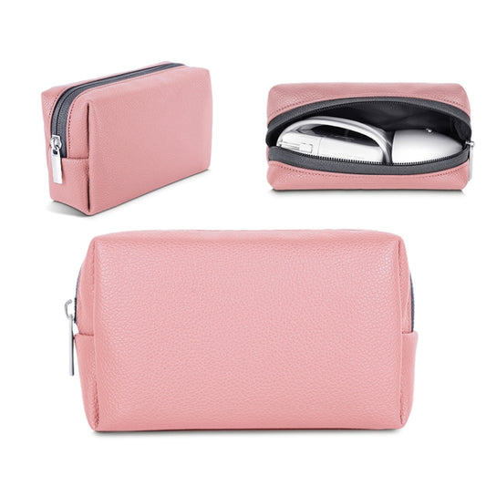 Leather Power Pack Charger Data Cable Mouse Digital Storage Bag(Rose Gold) by buy2fix
