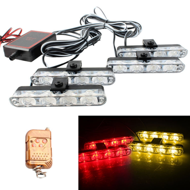 4 in 1 Car 16LEDs Grille Flash Lights Warning Lights with Wireless Remote Control(Red Yellow) - Warning Lights by buy2fix | Online Shopping UK | buy2fix