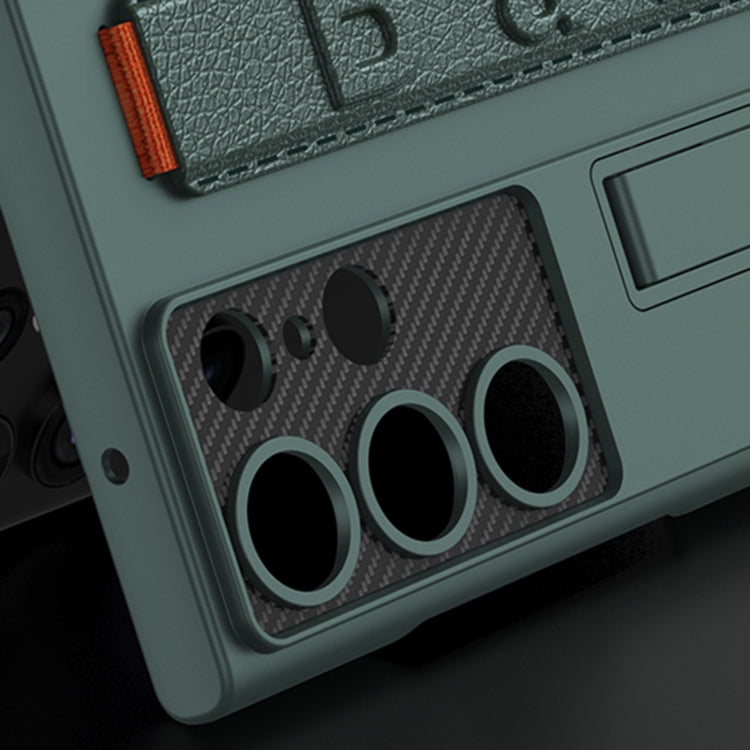 For Samsung Galaxy S23 Ultra 5G GKK Ultra-thin Wristband Shockproof Phone Case with Holder(Black) by GKK