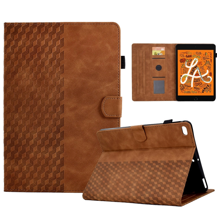 For iPad mini 5 / 4 / 3 / 2 / 1 Rhombus Embossed Leather Smart Tablet Case(Brown) - iPad mini (2019) / mini 5 Cases by buy2fix | Online Shopping UK | buy2fix