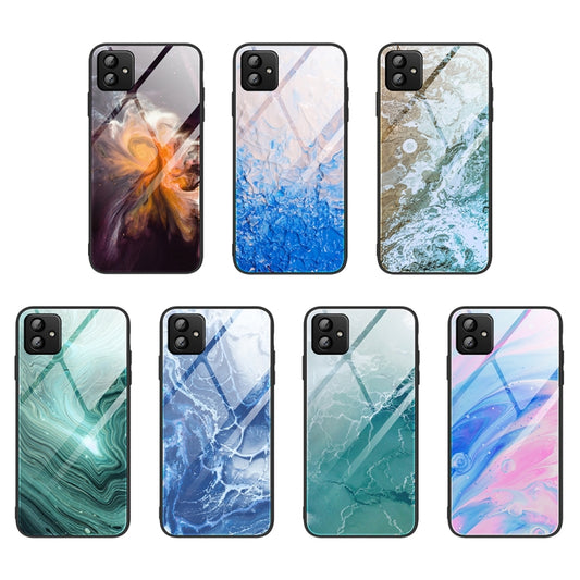 For Samsung Galaxy A04 Marble Pattern Glass Phone Case(Typhoon) by buy2fix