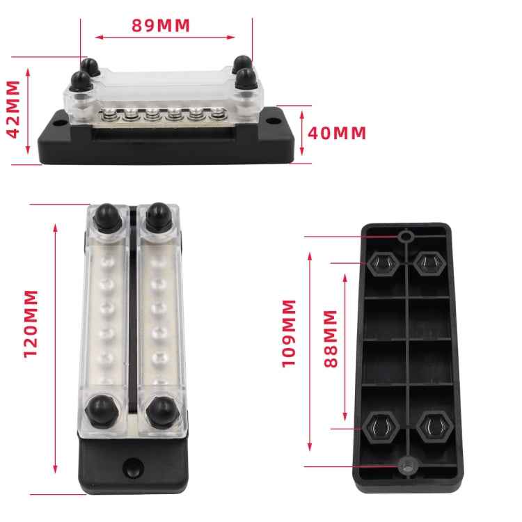 CP-3024 150A 12-48V RV Yacht Double-row 6-way Busbar with 16pcs Terminals(Black) - Booster Cable & Clip by buy2fix | Online Shopping UK | buy2fix