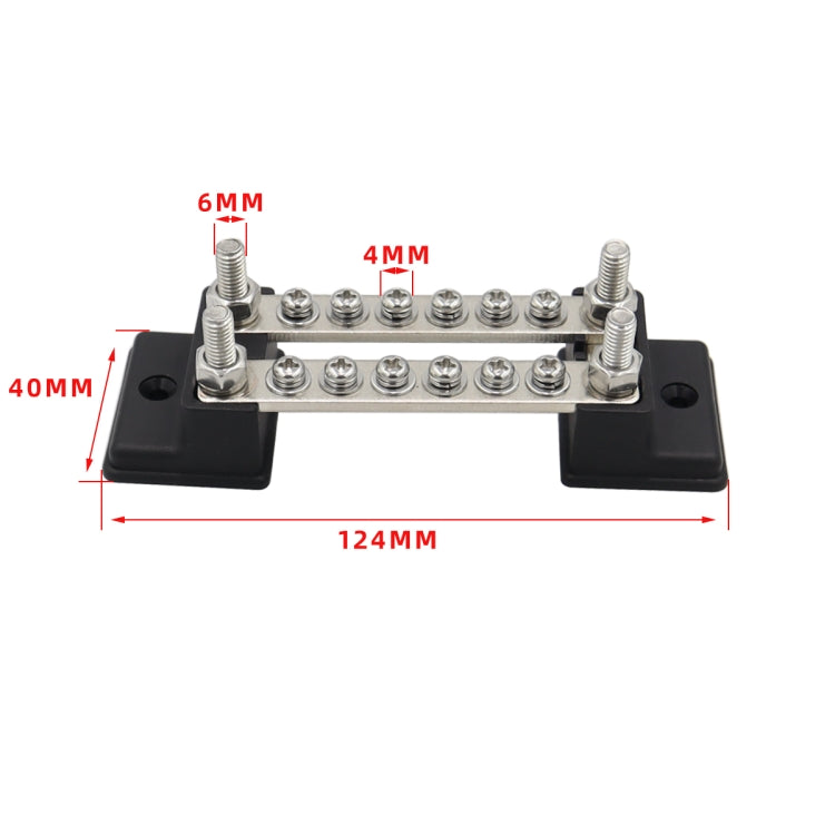 CP-3052 150A 12-48V RV Yacht Double-row 6-way Busbar with 16pcs Terminals(Black) - Booster Cable & Clip by buy2fix | Online Shopping UK | buy2fix