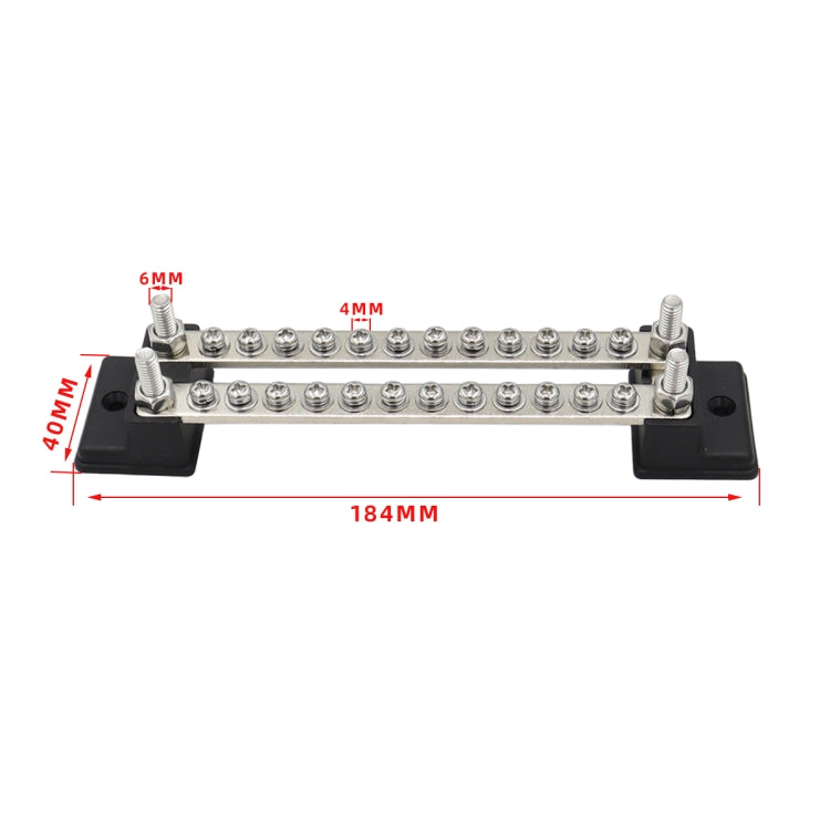 CP-3053 150A 12-48V RV Yacht Double-row 12-way Busbar with 28pcs Terminals(Black) - Booster Cable & Clip by buy2fix | Online Shopping UK | buy2fix