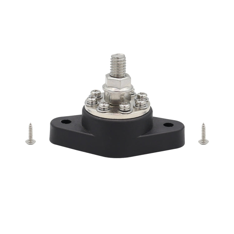 3/8 inch M10 RV Yacht 8-way Terminal Stud with 2 M5x20 Screws(Black) - Booster Cable & Clip by buy2fix | Online Shopping UK | buy2fix