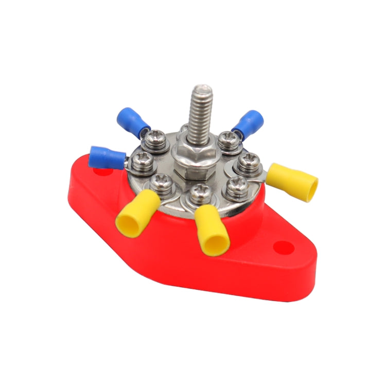 1/4 inch M6 RV Yacht 8-way Terminal Stud with 2 M5x20 Screws + 16pcs Terminals(Red) - Booster Cable & Clip by buy2fix | Online Shopping UK | buy2fix
