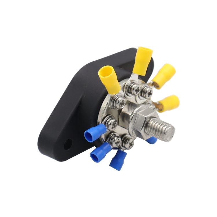 3/8 inch M10 RV Yacht 8-way Terminal Stud with 2 M5x20 Screws + 16pcs Terminals(Black) - Booster Cable & Clip by buy2fix | Online Shopping UK | buy2fix