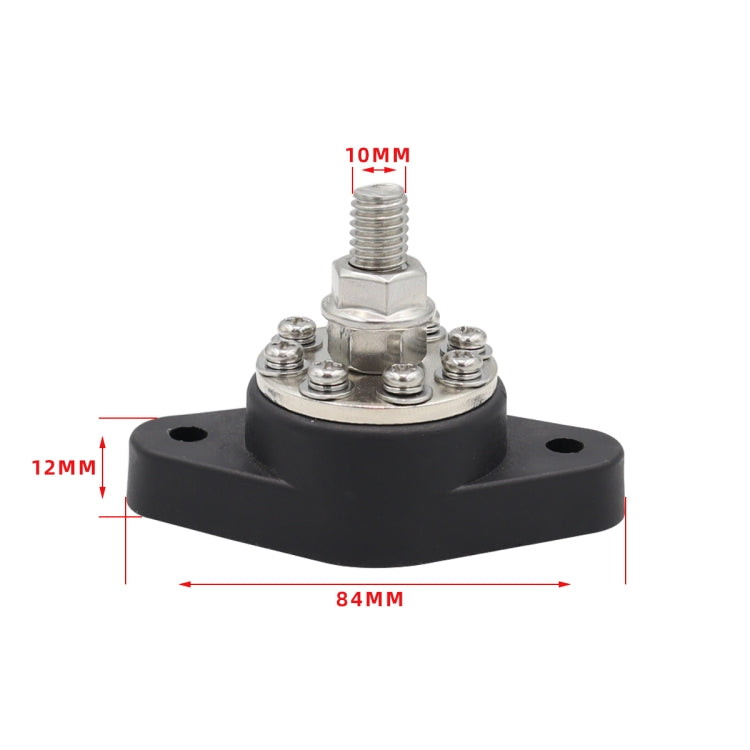 3/8 inch M10 RV Yacht 8-way Terminal Stud with 2 M5x20 Screws + 16pcs Terminals(Black) - Booster Cable & Clip by buy2fix | Online Shopping UK | buy2fix