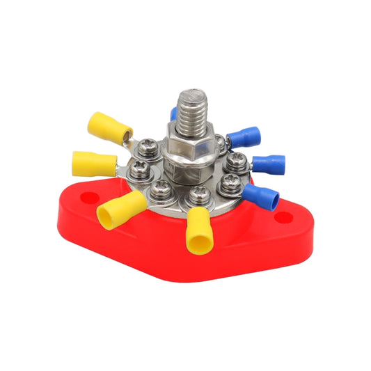 3/8 inch M10 RV Yacht 8-way Terminal Stud with 2 M5x20 Screws + 16pcs Terminals(Red) - Booster Cable & Clip by buy2fix | Online Shopping UK | buy2fix