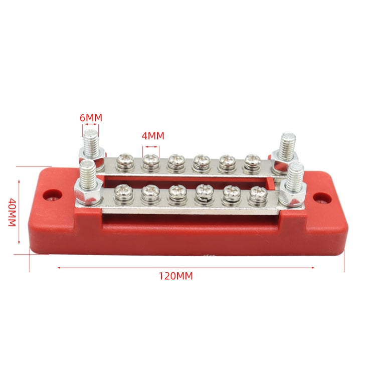 CP-3109-01 150A 12-48V RV Yacht Double-row 6-way Busbar(Red) - Booster Cable & Clip by buy2fix | Online Shopping UK | buy2fix