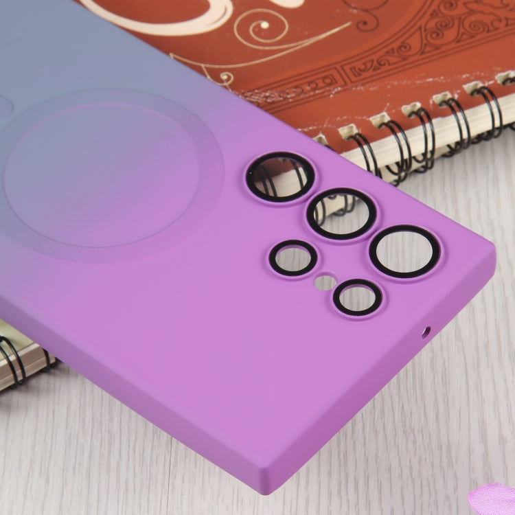 For Samsung Galaxy S23 Ultra 5G Liquid TPU Silicone Gradient MagSafe Phone Case(Purple Grey) by buy2fix