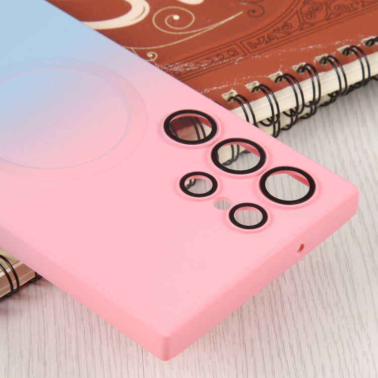 For Samsung Galaxy S23+ 5G Liquid TPU Silicone Gradient MagSafe Phone Case(Pink Blue) by buy2fix