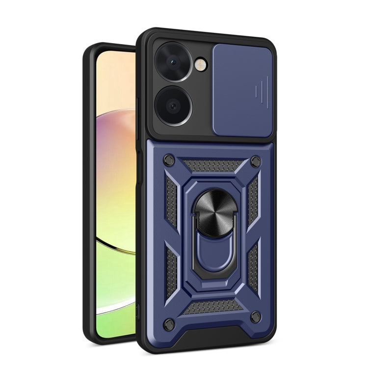 For Realme C33 4G Sliding Camera Cover Design Phone Case(Blue) - Realme Cases by buy2fix | Online Shopping UK | buy2fix