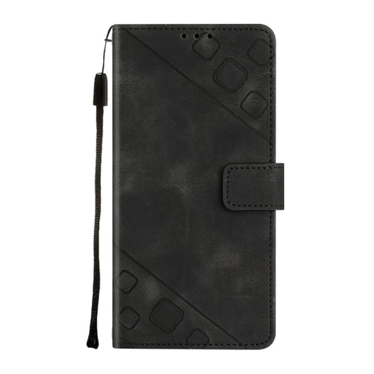 For Motorola Moto G32 Skin-feel Embossed Leather Phone Case(Black) by buy2fix
