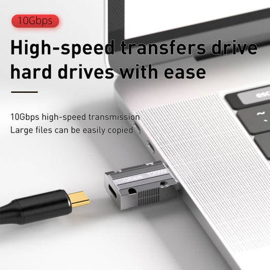 120W Type-C Female to USB 3.0 Male Zinc Alloy Straight Adapter(Silver) - Cable & Adapters by buy2fix | Online Shopping UK | buy2fix
