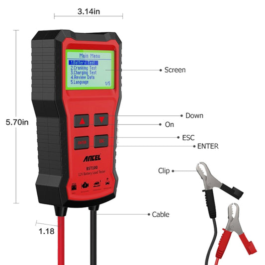 Ancel BST100 12V Car Battery Tester - Code Readers & Scan Tools by buy2fix | Online Shopping UK | buy2fix