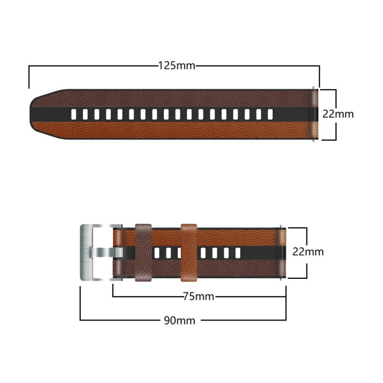 22mm Universal Three-color Silicone Leather Watch Band(Green Black) - 22mm Bands by buy2fix | Online Shopping UK | buy2fix