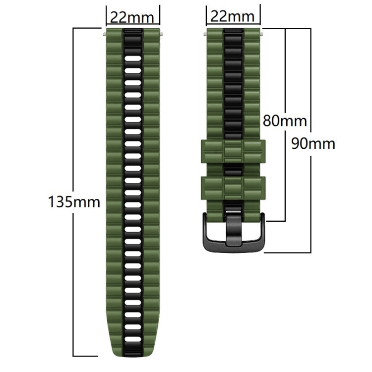 22mm Universal Ocean Style Silicone Two Color Watch Band(Orange Black) - 22mm Bands by buy2fix | Online Shopping UK | buy2fix