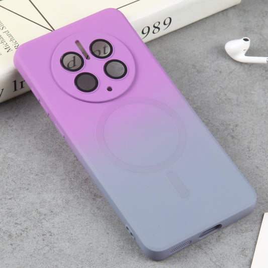 For Huawei Mate 50 Pro Liquid TPU Silicone Gradient MagSafe Phone Case(Purple Grey) by buy2fix