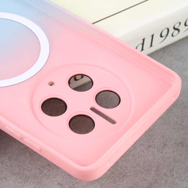 For Huawei Mate 50 Pro Liquid TPU Silicone Gradient MagSafe Phone Case(Pink Blue) by buy2fix
