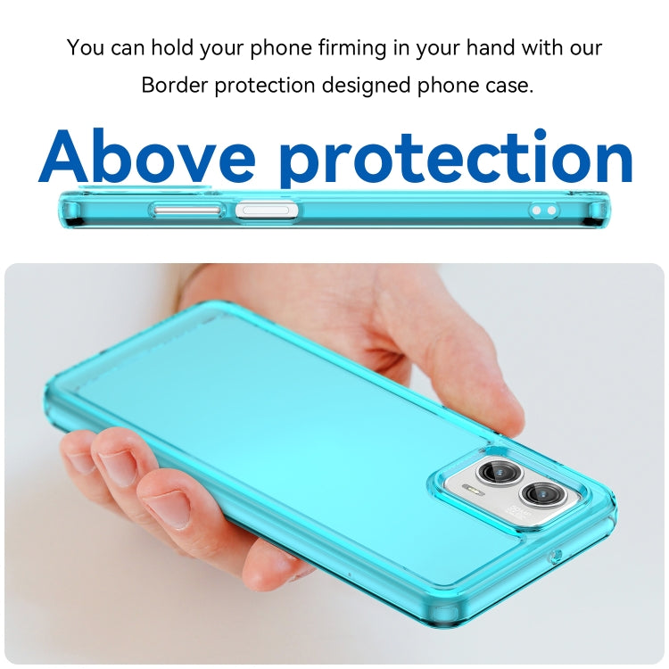 For Motorola Moto G73 Candy Series TPU Phone Case(Transparent Blue) - Motorola Cases by buy2fix | Online Shopping UK | buy2fix