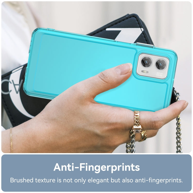 For Motorola Moto G73 Candy Series TPU Phone Case(Transparent Blue) - Motorola Cases by buy2fix | Online Shopping UK | buy2fix