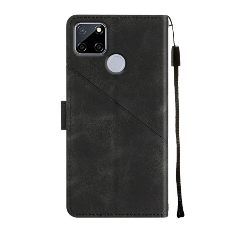 For Realme C12 / C15 / C25 / C25s Skin-feel Embossed Leather Phone Case(Black) - Realme Cases by buy2fix | Online Shopping UK | buy2fix