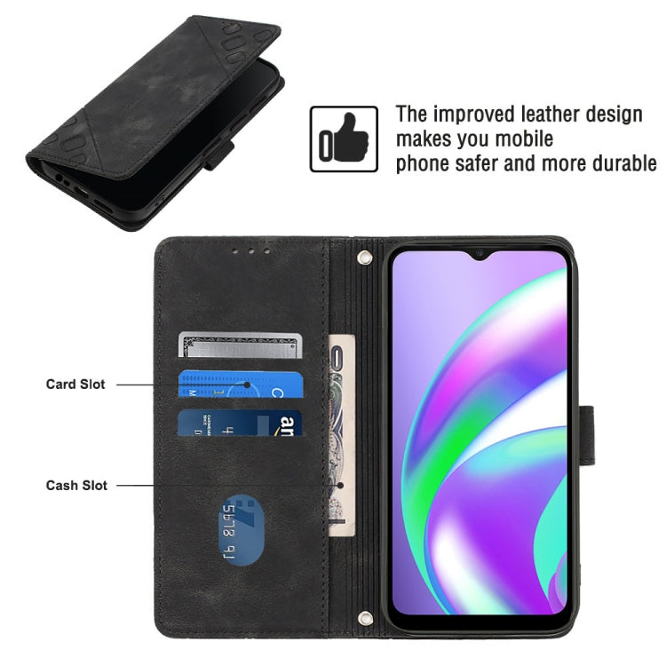 For Realme C12 / C15 / C25 / C25s Skin-feel Embossed Leather Phone Case(Black) - Realme Cases by buy2fix | Online Shopping UK | buy2fix