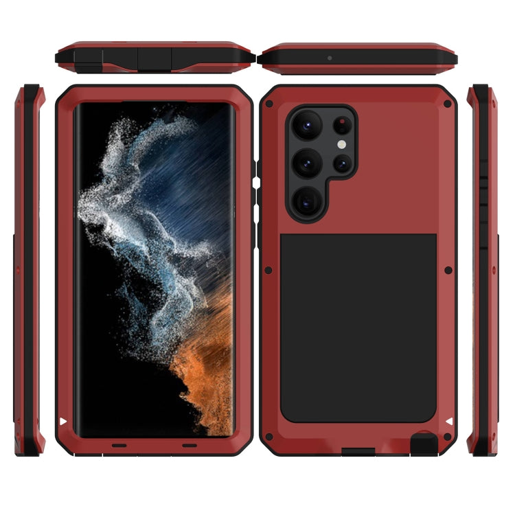 For Samsung Galaxy S23 Ultra 5G RedPepper 360 Full Body Rugged Metal Life Waterproof Phone Case(Red) by RedPepper
