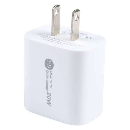 PD 20W USB-C/Type-C+QC 3.0 USB Interface Fast Charge Charger, Specification: US Plug(White) by buy2fix