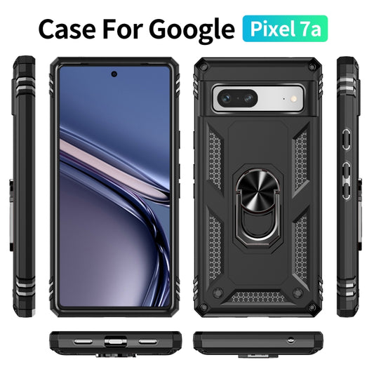 For Google Pixel 7a Shockproof TPU + PC Phone Case with Holder(Black) by buy2fix