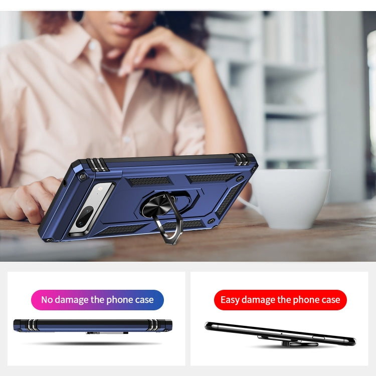 For Google Pixel 7a Shockproof TPU + PC Phone Case with Holder(Blue) by buy2fix