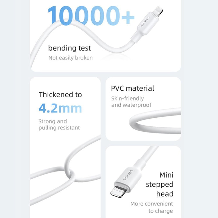 USAMS US-SJ605 U84 2.4A USB to 8 Pin Charging Data Cable, Cable Length:2m(White) - Normal Style Cable by USAMS | Online Shopping UK | buy2fix