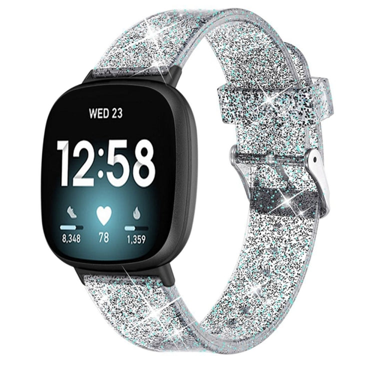 For Fitbit Versa 4 / Sense 2 Universal Flash Powder TPU Watch Band(Black) - Watch Bands by buy2fix | Online Shopping UK | buy2fix