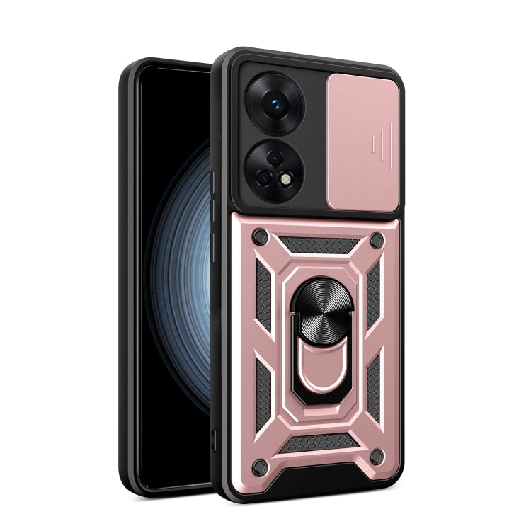 For OPPO Reno8 T 4G Sliding Camera Cover Design Phone Case(Rose Gold) - OPPO Cases by buy2fix | Online Shopping UK | buy2fix