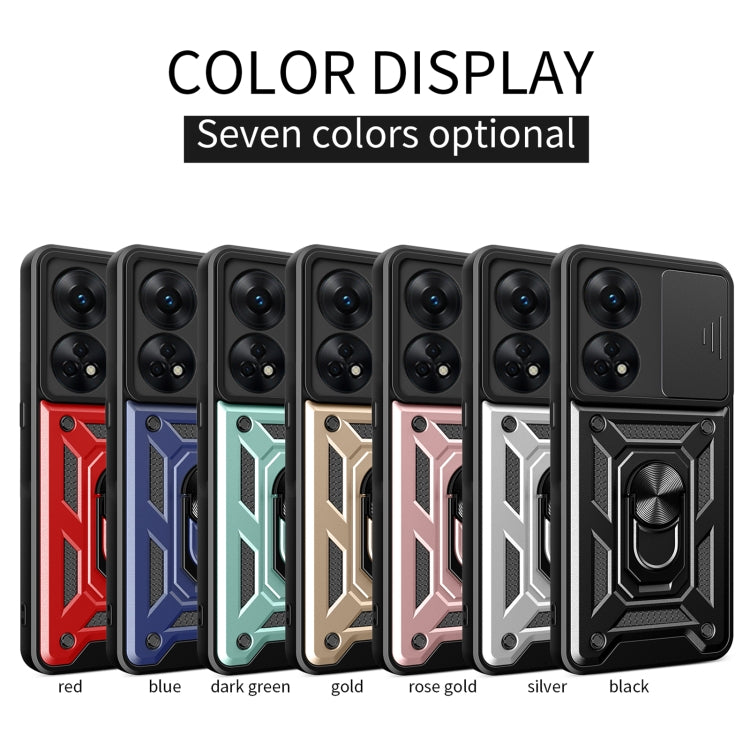 For OPPO Reno8 T 4G Sliding Camera Cover Design Phone Case(Rose Gold) - OPPO Cases by buy2fix | Online Shopping UK | buy2fix