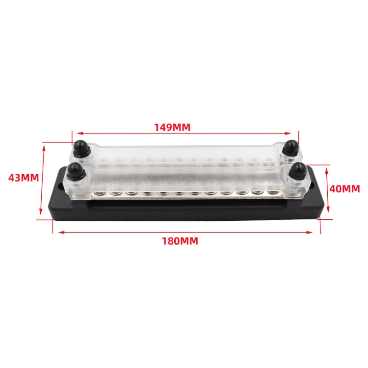 CP-3023-02 150A 12-48V RV Yacht Double-row 12-way Busbar(Black) - Booster Cable & Clip by buy2fix | Online Shopping UK | buy2fix