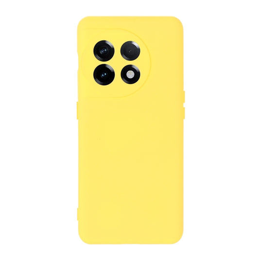 For OnePlus 11 Pure Color Liquid Silicone Shockproof Full Coverage Phone Case(Yellow) by buy2fix