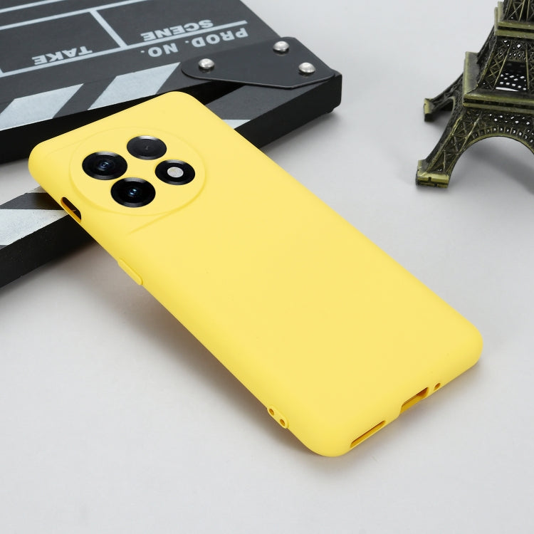 For OnePlus 11 Pure Color Liquid Silicone Shockproof Full Coverage Phone Case(Yellow) by buy2fix