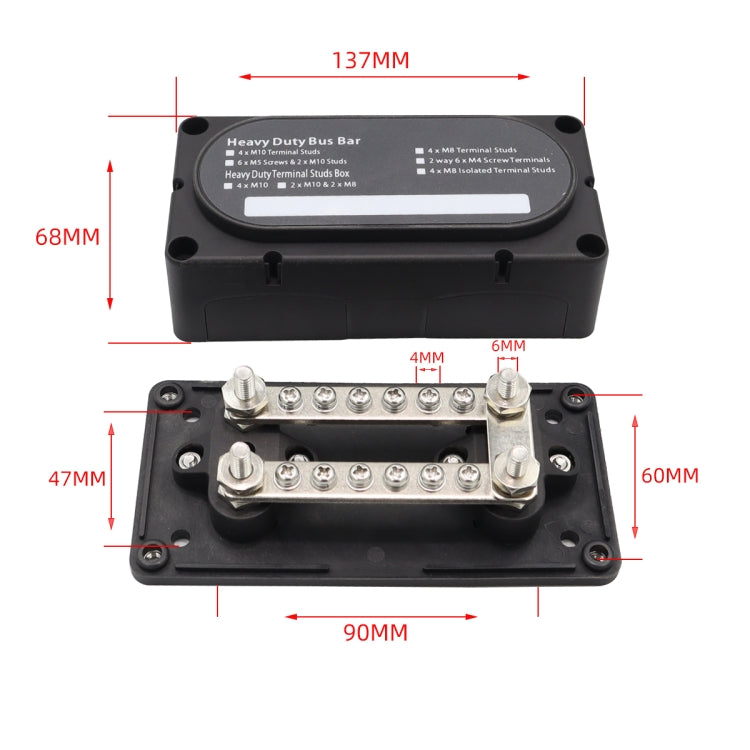 CP-3087-01 100A 48V 12-way M6 Terminal Busbar(Black) - Booster Cable & Clip by buy2fix | Online Shopping UK | buy2fix