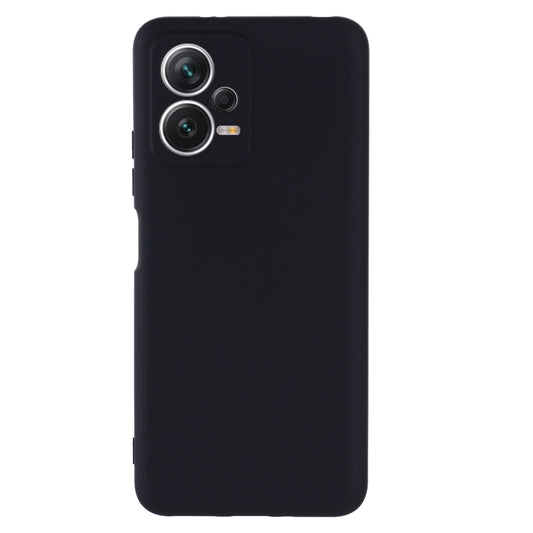 For Xiaomi Redmi Note 12 5G India / Poco X5 Pure Color Liquid Silicone Shockproof Full Coverage Phone Case(Black) by buy2fix