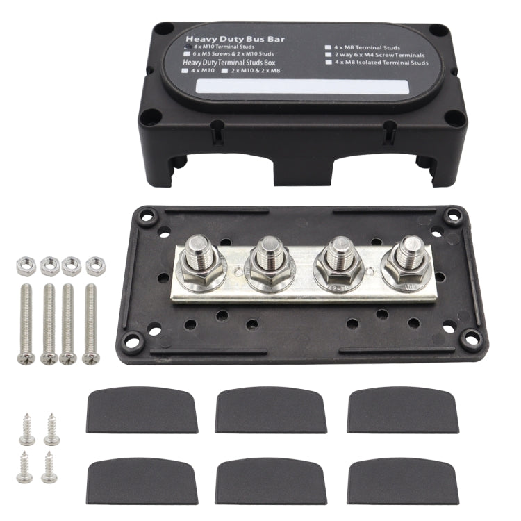 CP-3088-01 300A 48V 4-way M10 Terminal Busbar(Black) - Booster Cable & Clip by buy2fix | Online Shopping UK | buy2fix
