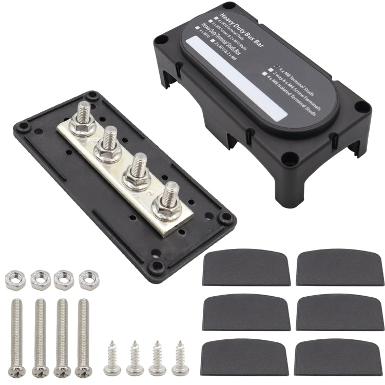 CP-3089-01 300A 48V 4-way M8 Terminal Busbar(Black) - Booster Cable & Clip by buy2fix | Online Shopping UK | buy2fix
