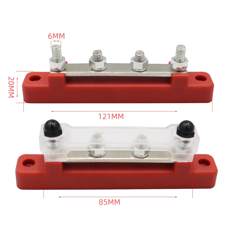 CP-3118 150A 12-48V RV Yacht Single-row 2-way Busbar with 4pcs Terminals(Red) - Booster Cable & Clip by buy2fix | Online Shopping UK | buy2fix