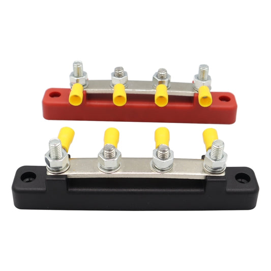 CP-3120 1 Pair 150A 12-48V RV Yacht Single-row 2-way Busbar with 8pcs Terminals(Black + Red) by buy2fix