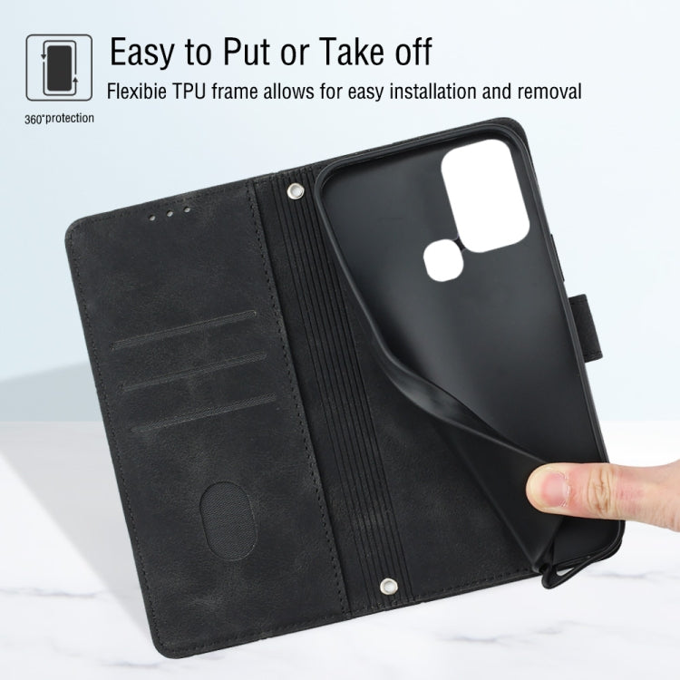 For Infinix Hot 11 Play / Hot 10 Play / Hot 9 Play Skin-feel Embossed Leather Phone Case(Black) - Infinix Cases by buy2fix | Online Shopping UK | buy2fix