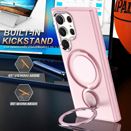 For Samsung Galaxy S23 Ultra 5G 360 Degree Rotation Holder MagSafe Magnetic Phone Case(Light Blue) by buy2fix