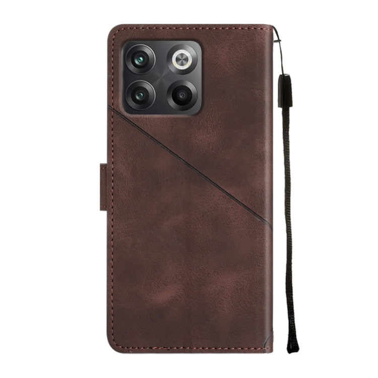 For OnePlus 10T 5G Skin-feel Embossed Leather Phone Case(Brown) - OnePlus Cases by buy2fix | Online Shopping UK | buy2fix