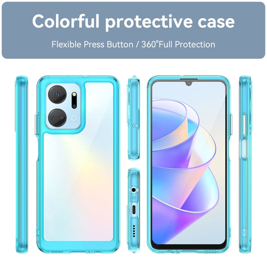 For Honor X7A Colorful Series Acrylic + TPU Phone Case(Transparent Blue) by buy2fix