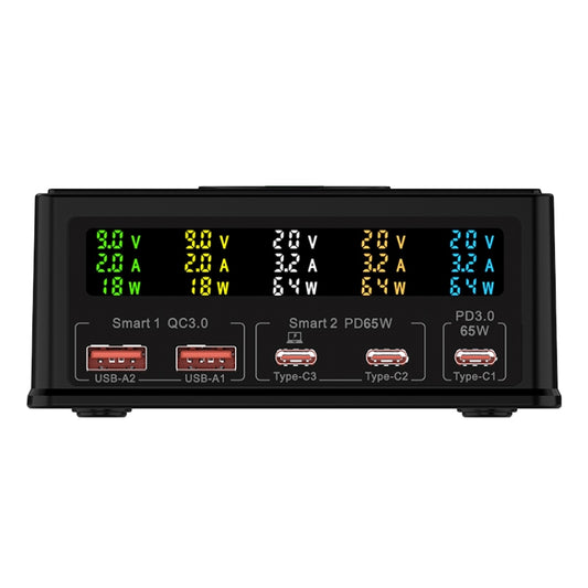 868H 6 in 1 160W 3 PD Type-C + 2 QC3.0 USB Ports Multi Ports Charger(US Plug) by buy2fix